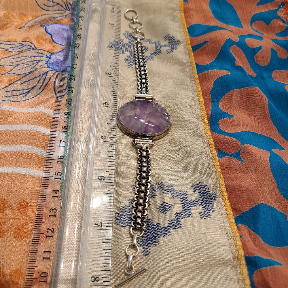 Amethyst bracelet Sterling silver over alloy - Picture 2 of 3